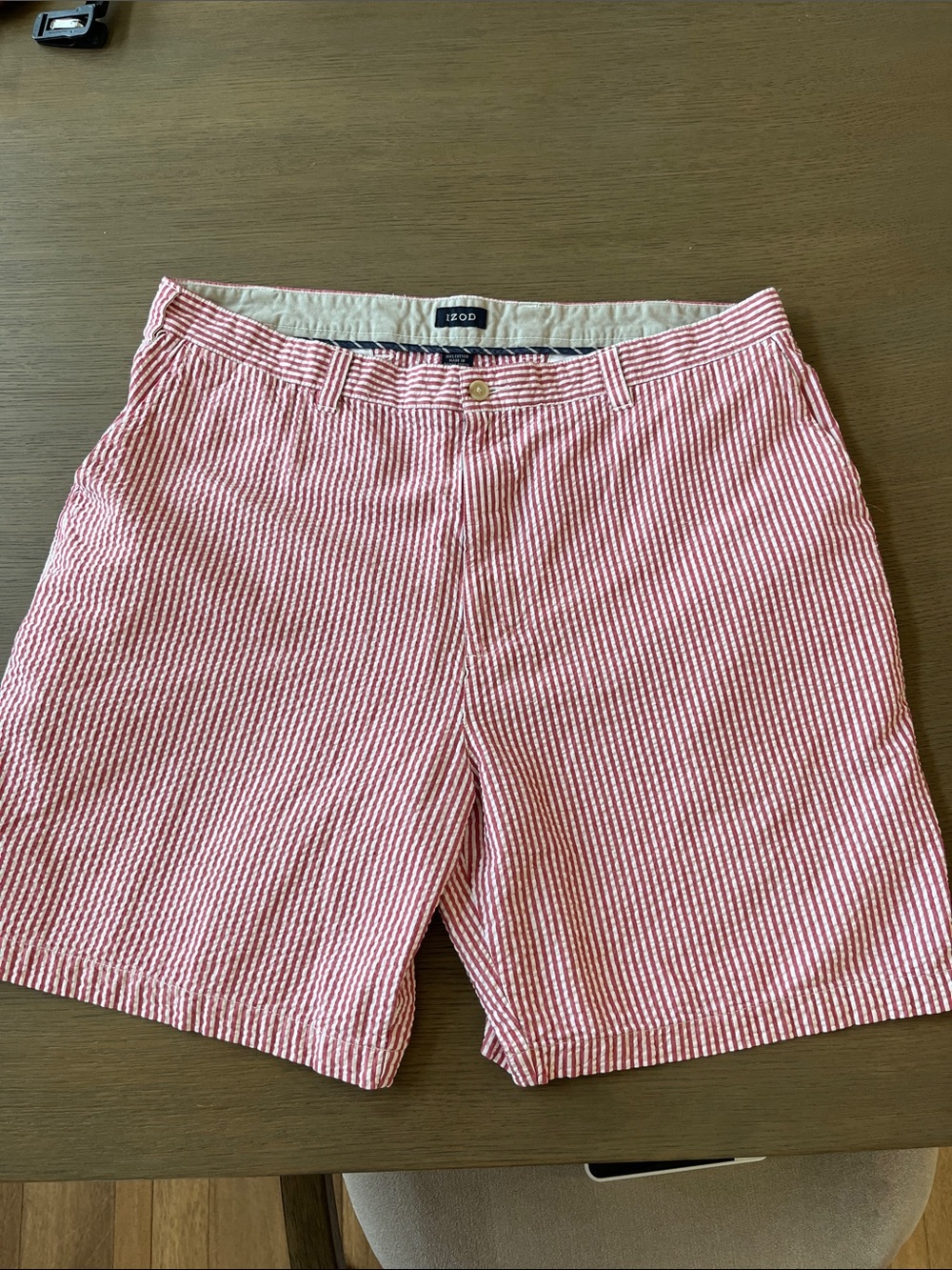 Izod Red and White Striped Seersucker Shorts